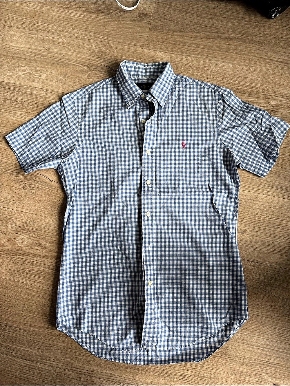 Polo Ralph Lauren Gingham Short Sleeve Shirt in Blue & White Like New